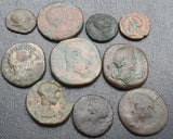 Lot of 10 partially cleaned ancient roman coins 1-400 AD