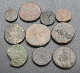 Lot of 10 partially cleaned ancient roman coins 1-400 AD