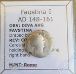 #o075# Roman silver denarius coin of Faustina I from 148-161 AD