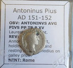 #o062# Roman silver denarius coin of Antoninus Pius from 151-152 AD