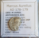 #o050# Roman silver denarius coin of Marcus Aurelius from 178-179 AD