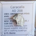 #o096# Roman silver denarius coin of Caracalla from 208 AD