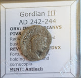 #o104# Roman silver denarius coin of Gordian III from 242-244 AD