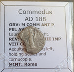 #o042# Roman silver denarius coin of Commodus from 188 AD