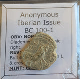 #M532# Anonymous Iberian Greek City Issue Bronze Coin of Castulo from 100-1 BC