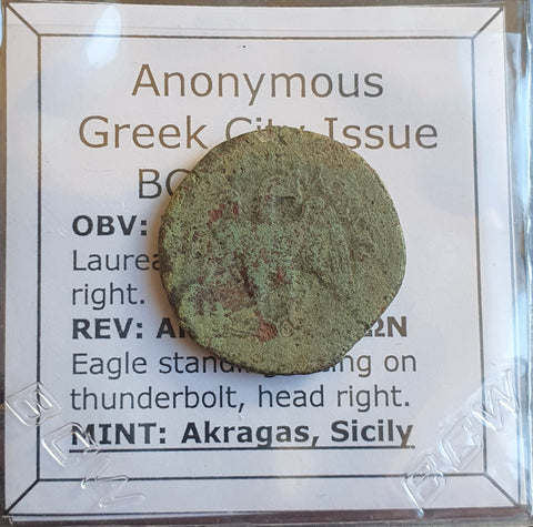 #o348# Anonymous Sicilian Greek coin from Akragas, 213-210 BC