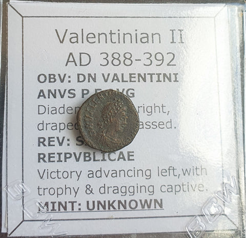 #N735# Roman Bronze coin of Valentinian II from 388-392 AD