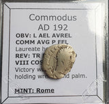 #p055# Roman silver denarius coin of Commodus from 192 AD