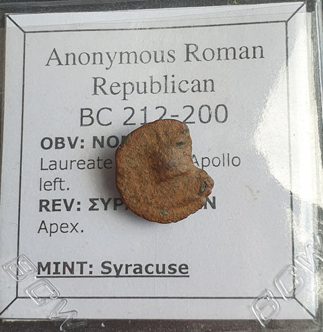 #N984# Anonymous Roman Republican issue bronze coin of Syracuse 212-200 BC