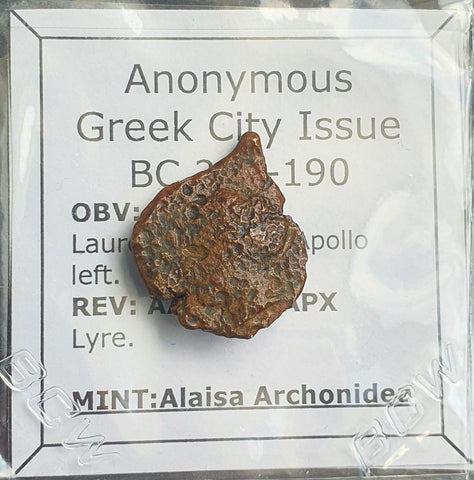 #o355# Anonymous Sicilian Greek coin from Alaisa Archonidea, 241-190 BC