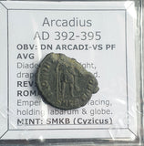 #N518# Roman Bronze coin issued by Arcadius from 392-395 AD