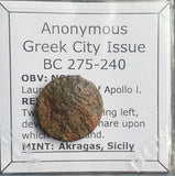 #o351# Anonymous Sicilian Greek coin from Akragas, 275-240 BC