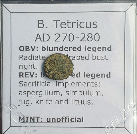 #N739# Roman barbarous issue coin of Tetricus I from 270-280 AD