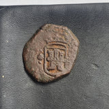 #o371# Spanish Medieval 2 maravedis coin of Charles II from 1685 AD