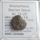 #N965# Anonymous Iberian Greek City Issue Bronze Coin of Cordoba from 75-25 BC