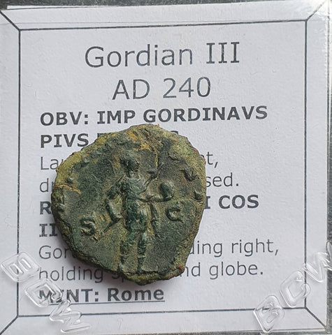 #N797# Large Roman bronze Sestertius coin of Gordian III from 240 AD