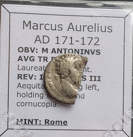 #o044# Roman silver denarius coin of Marcus Aurelius from 171-172 AD