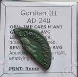 #N796# Large Roman bronze Sestertius coin of Gordian III from 240 AD