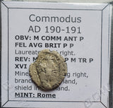 #o061# Roman silver denarius coin of Commodus from 190-191 AD