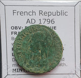 #N307# French Republican copper coin from 1796 AD