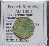 #N318# French Republican copper coin from 1890 AD