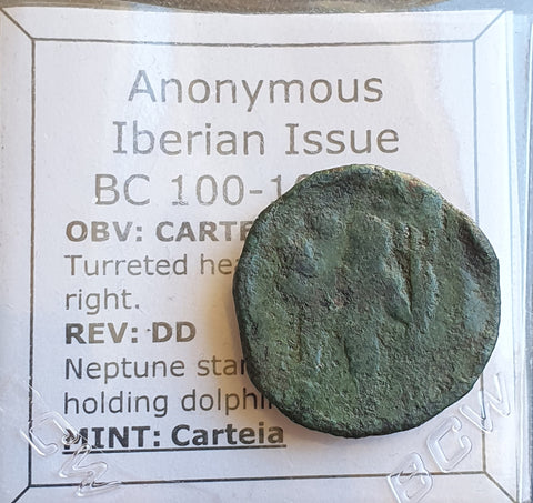#e566# Anonymous Iberian Greek City Issue Bronze Coin of Carteia from 44-1 BC
