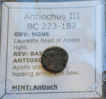 #e432# Greek bronze coin from Seleucid King Antiochus III, 222-187 BC