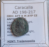 #M891# Roman provincal bronze coin of Caracalla, minted between 197-217 AD.