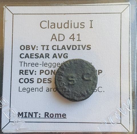 #K013# Roman quadrans bronze coin of Claudius I from 41 AD