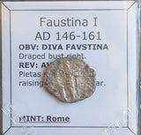 #o073# Roman silver denarius coin of Faustina I from 146-161 AD