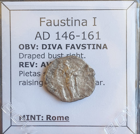 #o073# Roman silver denarius coin of Faustina I from 146-161 AD