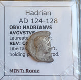 #F291# Roman silver denarius coin of Hadrian from 124-128 AD