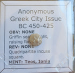 #o165# Silver Anonymous Greek city issue coin from Ionia, Teos 450-425 BC
