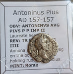 #o296# Roman silver denarius coin of Antoninus Pius from 154 AD