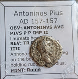 #o296# Roman silver denarius coin of Antoninus Pius from 154 AD