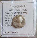 #o307# Roman silver denarius coin of Faustina II from 154-156 AD