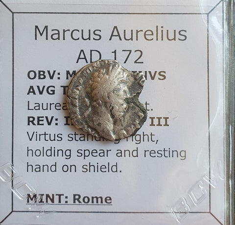 #o326# Roman silver fouree denarius coin of Marcus Aurelius from 172 AD