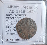 #o230# Prussian coin from the Duchy of Cleves, Albert Frederick 1616-1624 AD