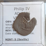 #o219# Spanish Countermarked 6 maravedis coin of Philip IV, 1636 AD