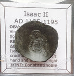 #I522# Byzantine Trachy coin of Isaac II from 1185-1195 AD (Constantinople)