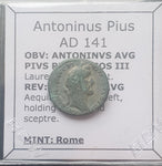 #M924# Roman limes denarius coin Antoninus Pius 141 AD