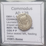 #K868# Roman silver denarius coin of Commodus from 178 AD