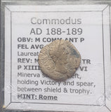 #K789# Roman silver denarius coin of Commodus from 188-189 AD