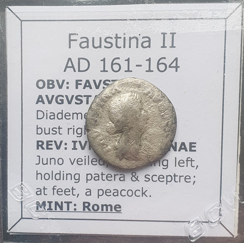 #K325# Roman silver denarius coin of Faustina II from 161-164 AD