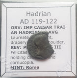 #M956# Roman silver denarius coin of Hadrian from 119-122 AD