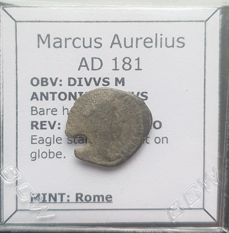 #M935# Roman silver denarius coin of Marcus Aurelius from 181 AD