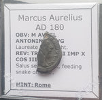 #M928# Roman silver denarius coin of Marcus Aurelius from 180 AD