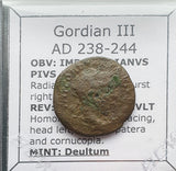 #M893# Rare Roman provincial bronze coin of Gordian III from 238-244 AD (Deultum)