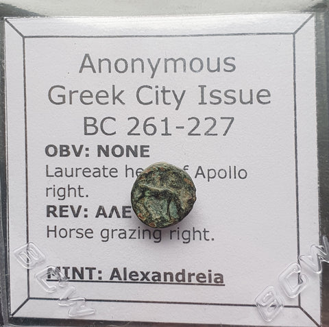 #M915# Anonymous Greek City Issue Bronze Coin of Alexandreia from 261-227 BC