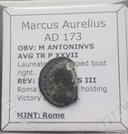 #N022# Roman limes denarius coin of Marcus Aurelius from 173 AD